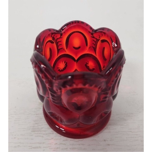 Vintage LE Smith Amberina Glass Cut
Moon & Stars Toothpick Holder Uranium
Glass - Picture 1 of 6